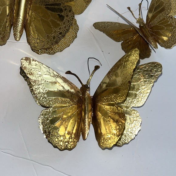 Brass Metal Butterflies Wall Decoration Set of 3 Mid Century Modern Vintage MCM - Picture 6 of 8